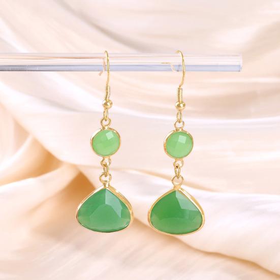 1 Paar Damenohrringe Leichte Handgefertigte Wassertropfenohrringe mit Blau-Rosa Kunstkristallen Schmuckgeschenk