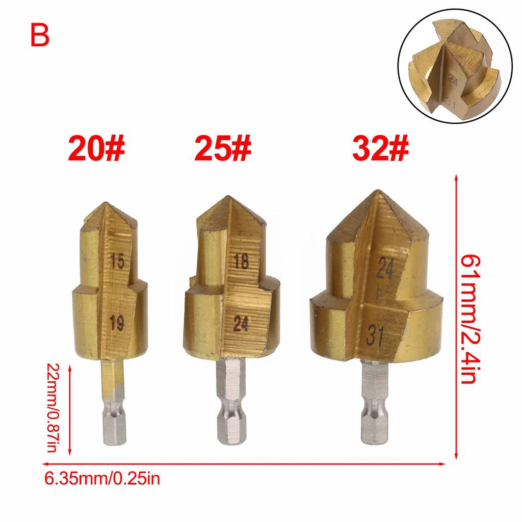 6.35mm Drill Bit Hexagonal Shank Drill Bit Water Pipe Installation Gold Color High Speed Steel Stable Clamping Widely Compatible