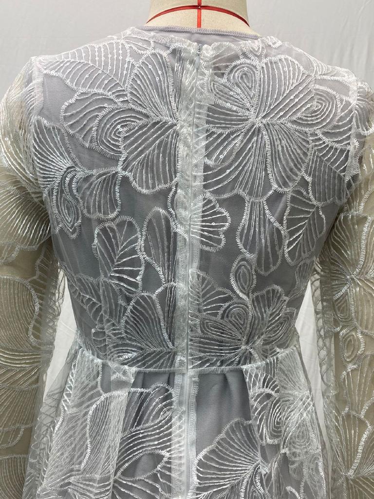 Women's Beaded Lace Embroidery Wedding Evening Gown Party Dress