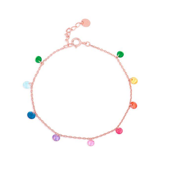 Bracelet - LUXENTER - Rolcon - Argent 925 - Zircon Multicolore - Or Rose 18K