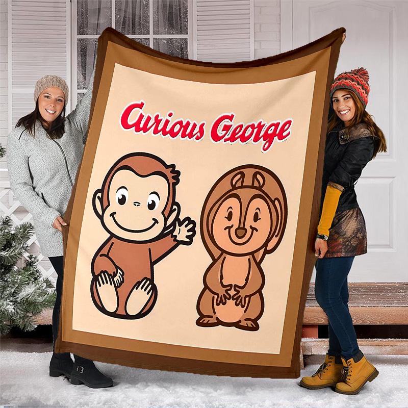 1pc Curious George8 Theme Blanket - Digital Print, Polyester, Cozy for All Seasons, Perfect for Outdoor, and Travel