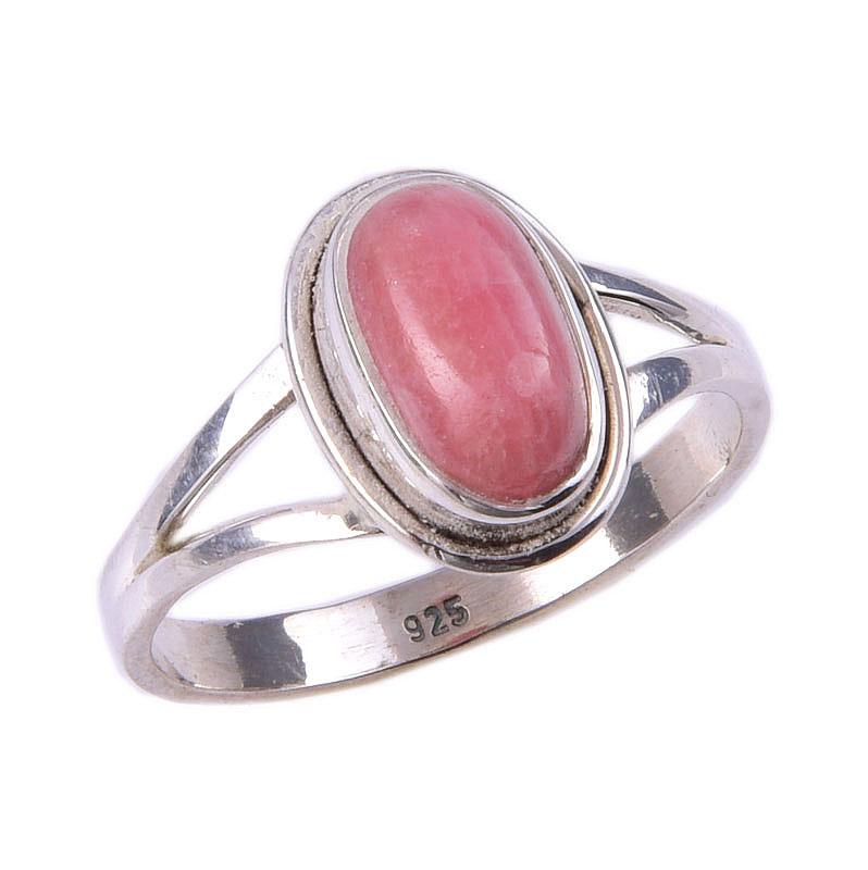 Naturalny Kamień Rodochrozytowy Ręcznie Robiony Pierścionek z Solidnego Srebra Próby 925 S.9 D0p66