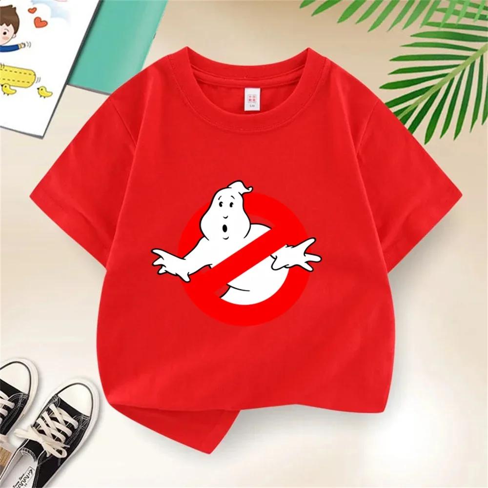 Summer BoysGirls 414t Cartoon Cotton Funny Ghostbusters Game Print Short Sleeve Children TShirt