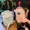 Sweet Bowknot Water Bottle Storage Bag Drawstring Waterproof Sport Shoulder Bag Portable With Strap Phone Pouch Cup Accessories