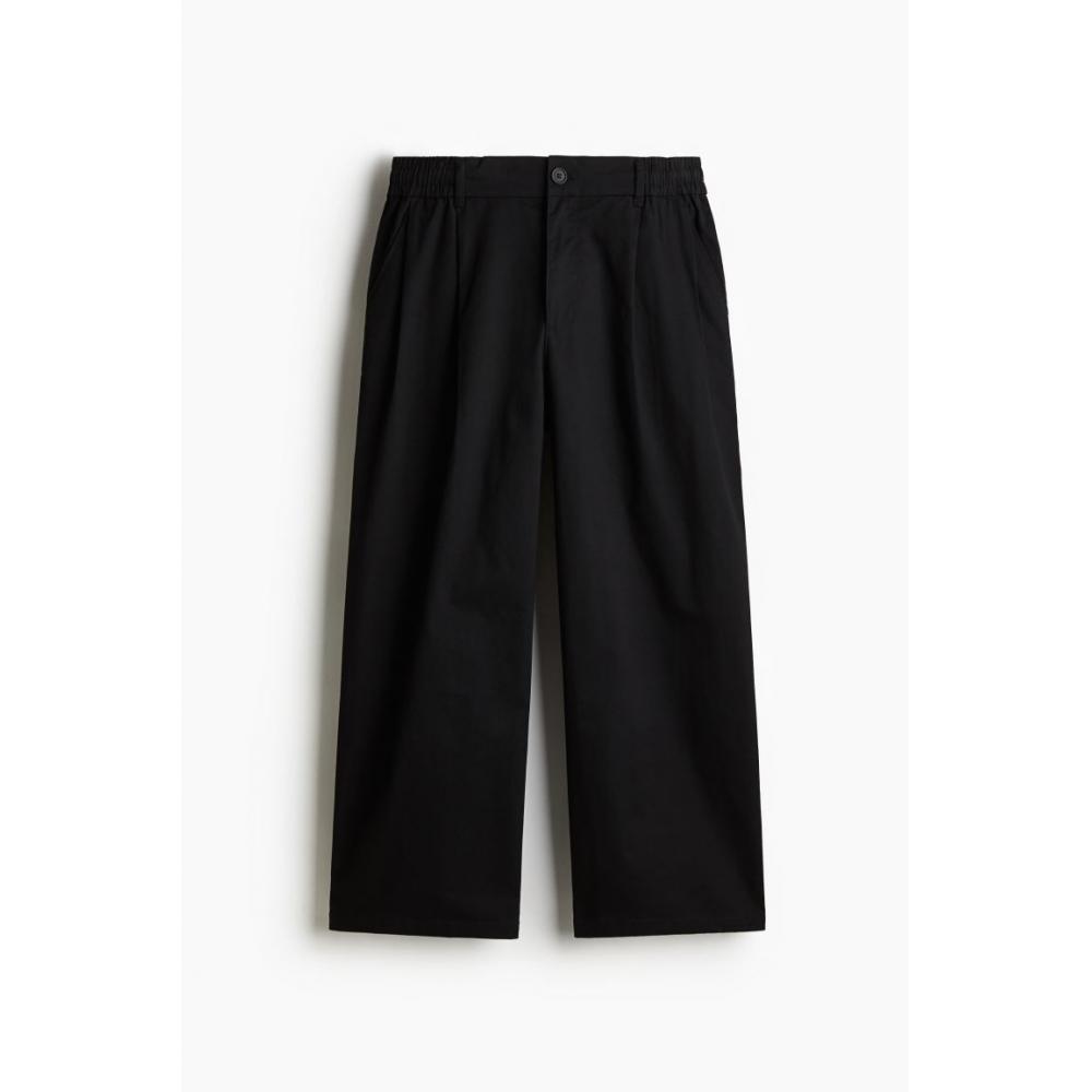 H M Twill Pants Loose Fit Black