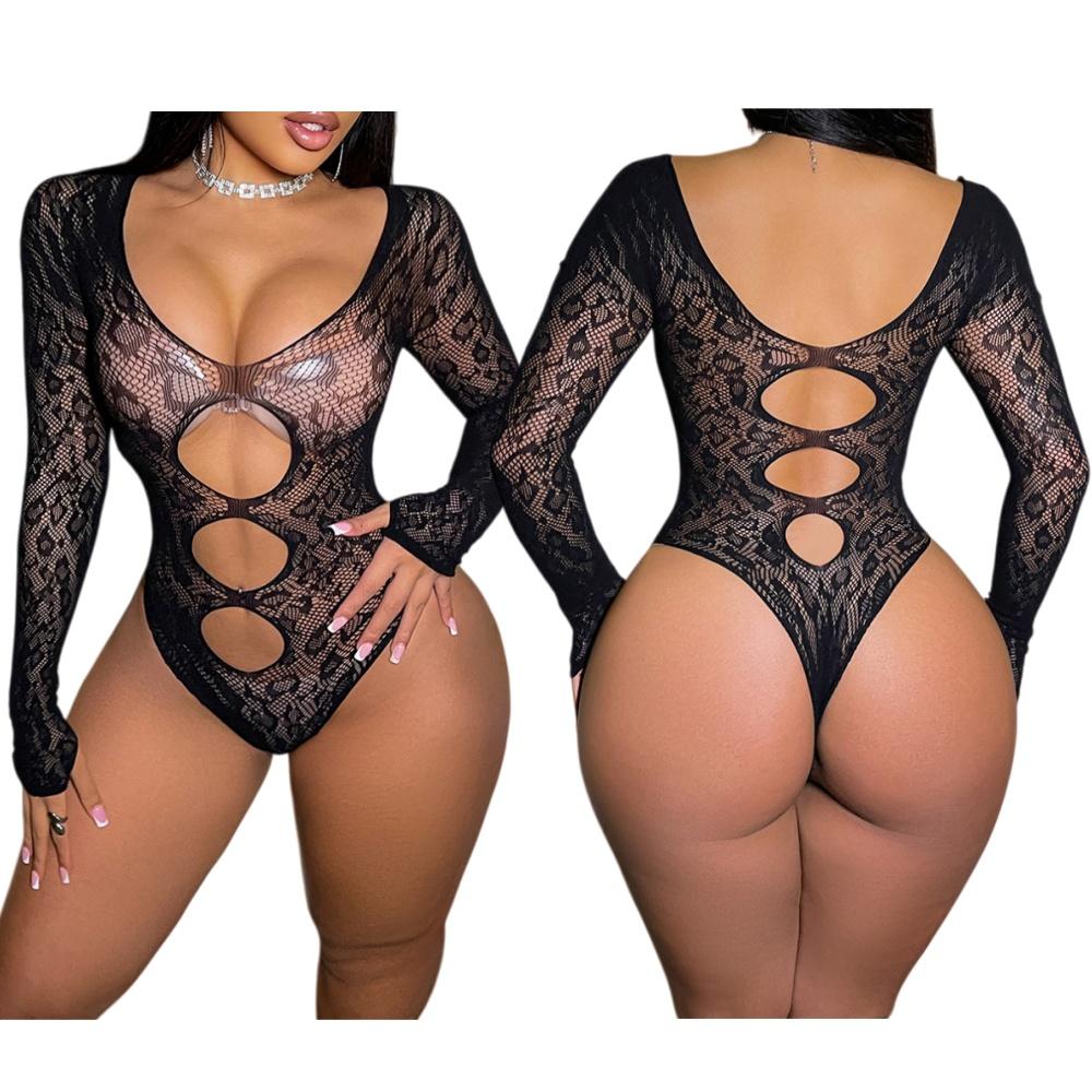 Hot Sexy Leopard Fishnet Bodysuit Women Sexy Lingerie Porn Role-play Outfits Erotic Sheer Bodystockings Sheer Underwear