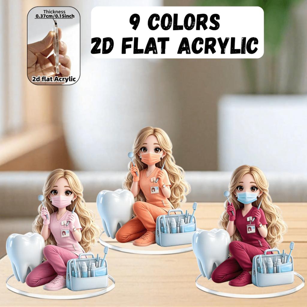 2D Flat Anime Dentist Acrylic Standee 9 Colors Available, Home Dental Clinic Decor Gift For Dentist Dental Hygienist Anime Fans
