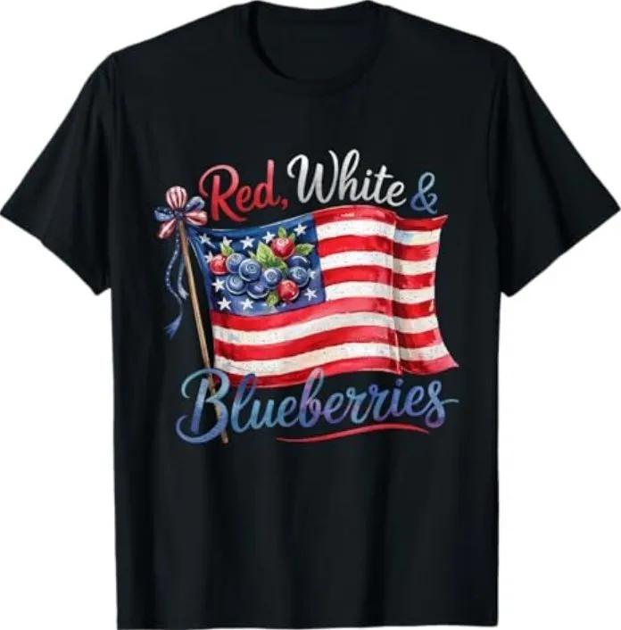 Patriotic Red White Blueberries Fun T-Shirt S разноцветный