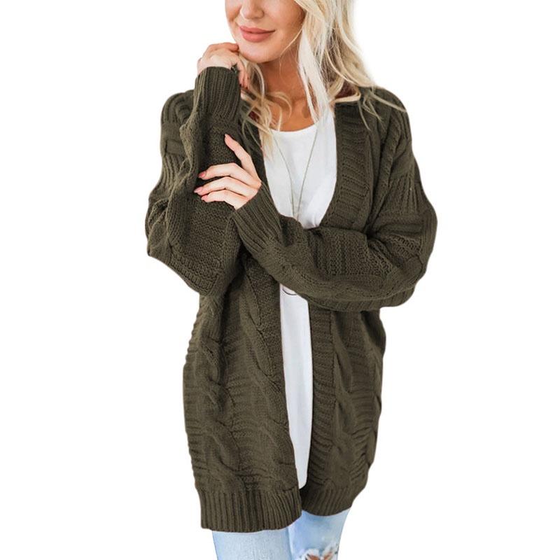 Elegant Women Cardigan Sleeve With Loose Long Fashionable Casual Knitted Sweater