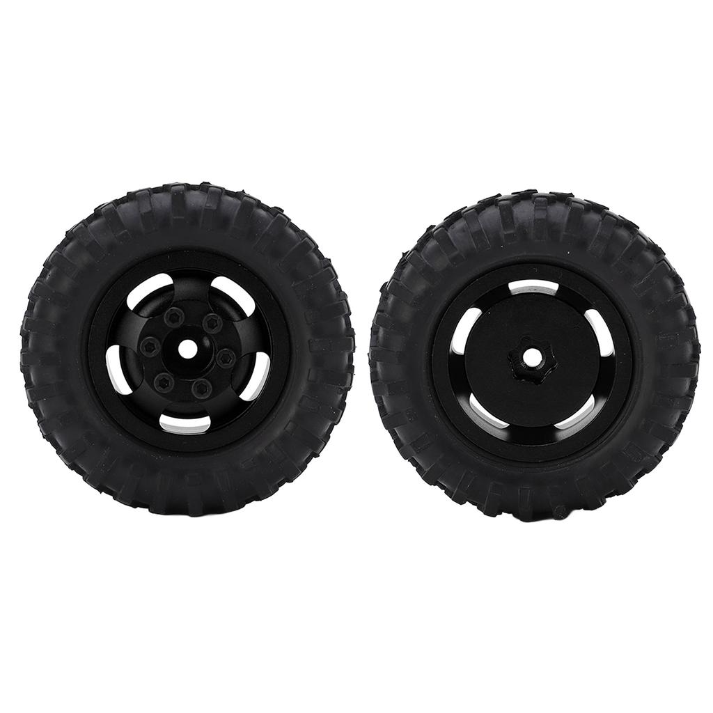 2pcs set 55mm Metal Wheel Rims Tires Set for AXIAL SCX24 1 24 RC Car Wheel Rim Rubber TyreBlack