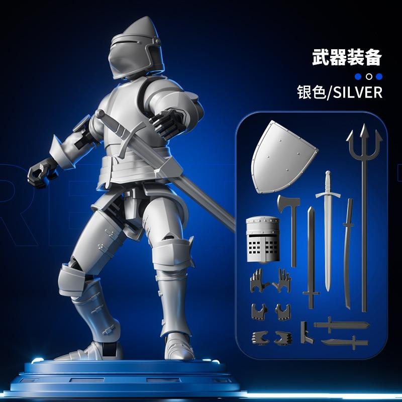 

Multi-Joint Movable Knight Dummy 3D Printed Middle Ages Helmet Shield Knight Shapeshift Robot 13 Action Figurine Toys Ornament