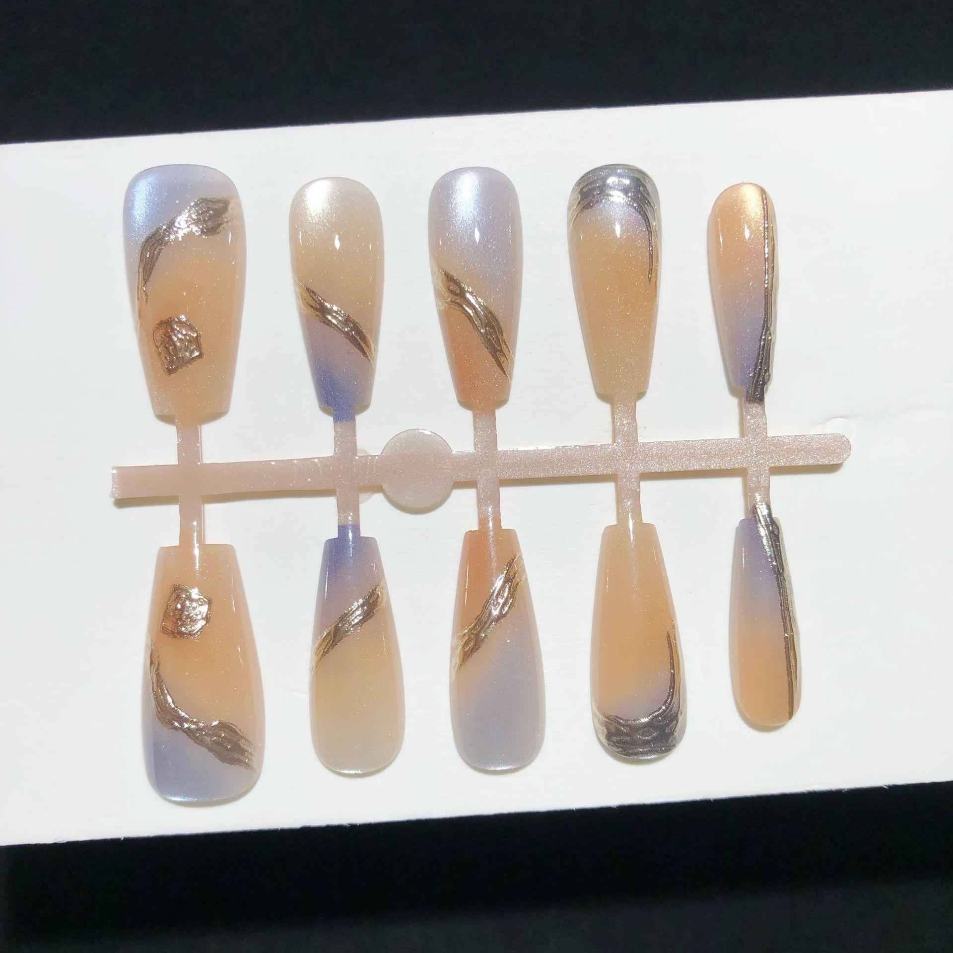 

Позолоченные наклейки для дизайна ногтей «Кошачий глаз» синего и кофейного цвета, издание «Осень/Зима» - 30 штук