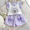 Girls Summer Polka Dot Shorts Set With Ruffle Sleeve Vest Trendy Two Piece Outfit For Kids Fashionable Casual Wear