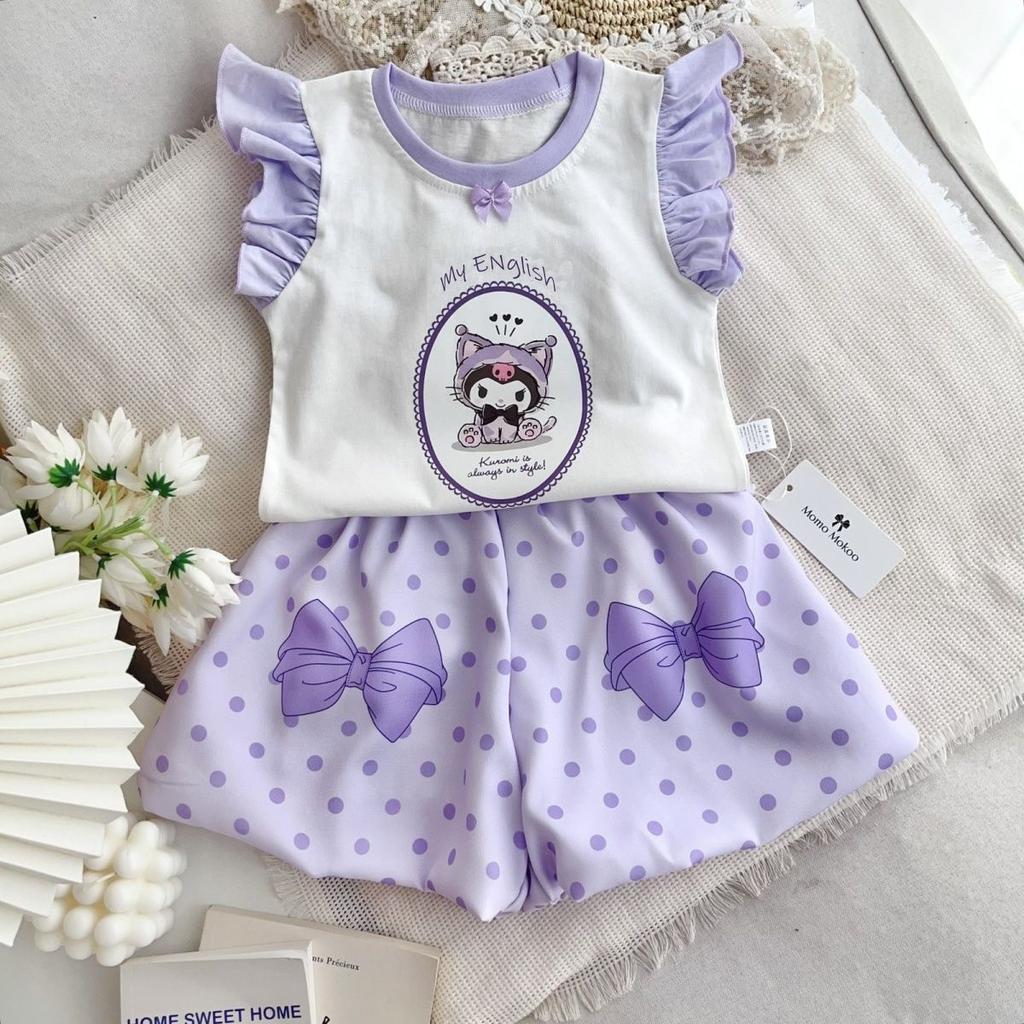 Girls Summer Polka Dot Shorts Set With Ruffle Sleeve Vest Trendy Two Piece Outfit For Kids Fashionable Casual Wear