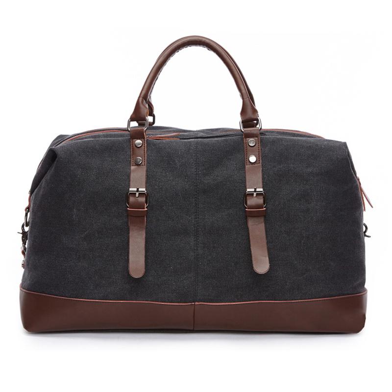 Canvas Leather Travel Carry On Luggage Duffel Travel Tote Large Weekend Overnight Male Bag