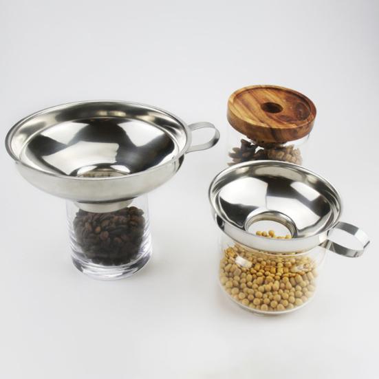 1/2Pcs Stainless Steel Funnel with Non-Slip Handle, Food Grade Metal Kitchen Filling Funnel, Wide Mouth Canning Funnel for Bottles & Jars