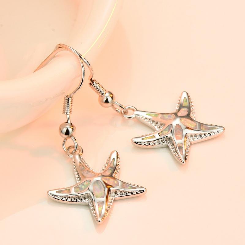 

White Orbo Starfish Earrings Women s Fashion Simple Versatile Pendant