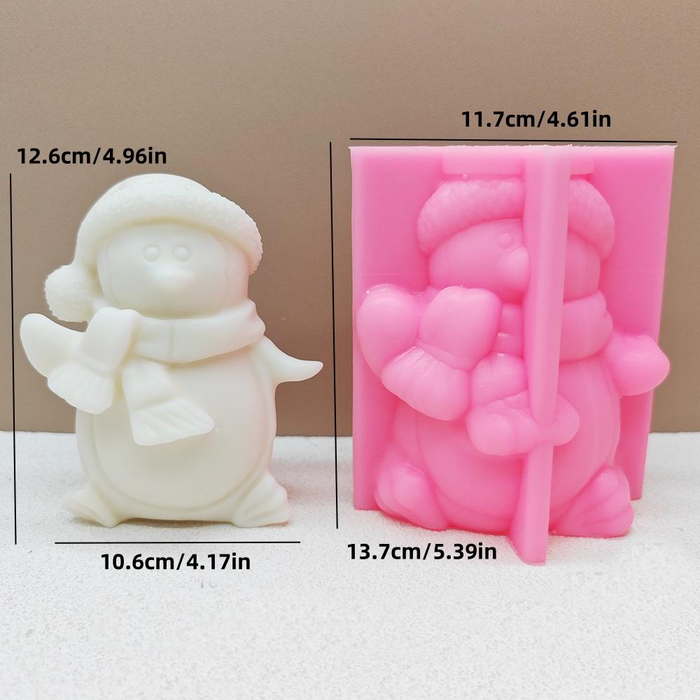 

3D 2025 Рождественский Снеговик Свеча Силиконовая Форма Рождественский Шарф Пингвин Форма для Свечи Рождественский Подарок Гипсовые Формы