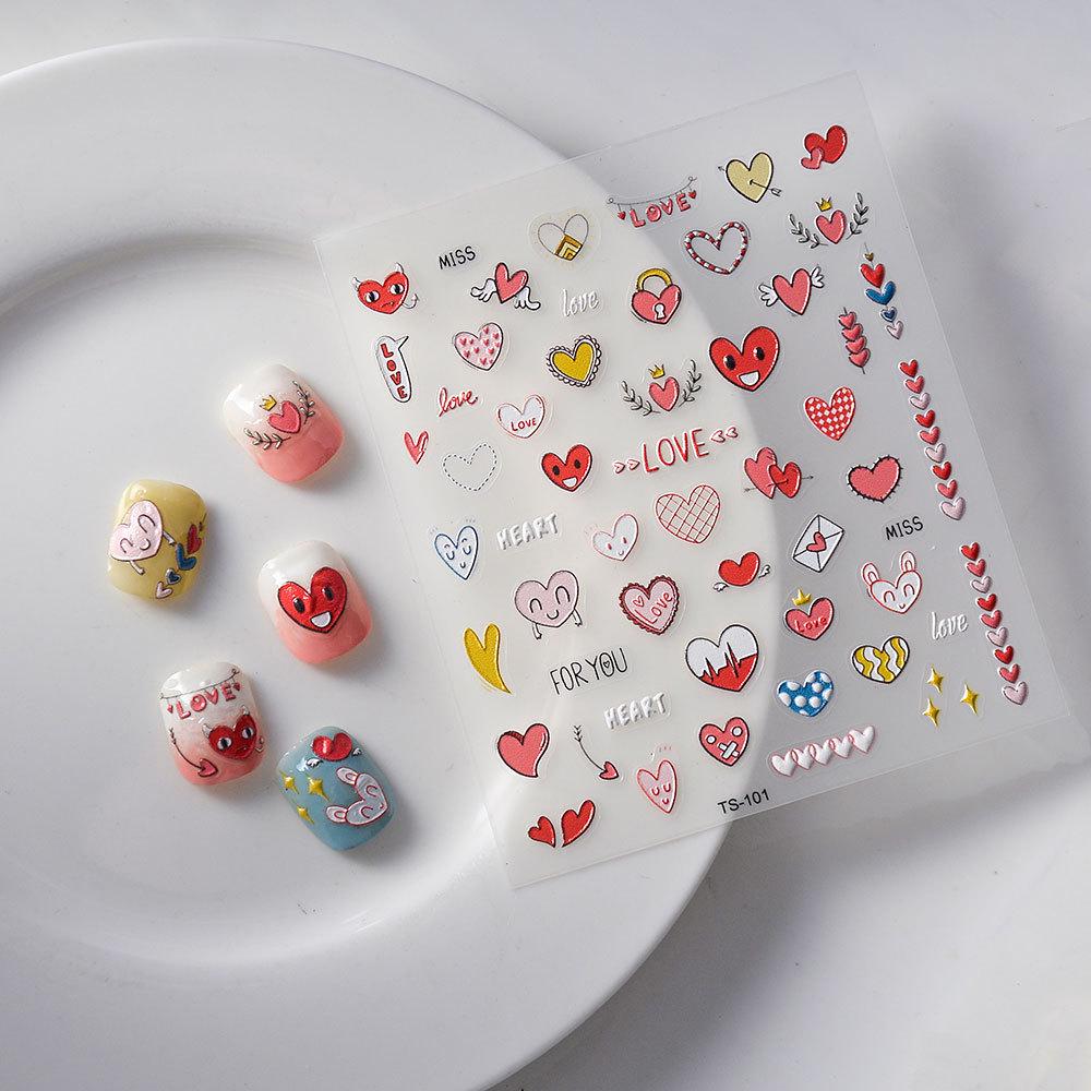 Waterproof 5D Embossed Nail Art Stickers: Bridal Flowers & Bows, Long-lasting & Tearable