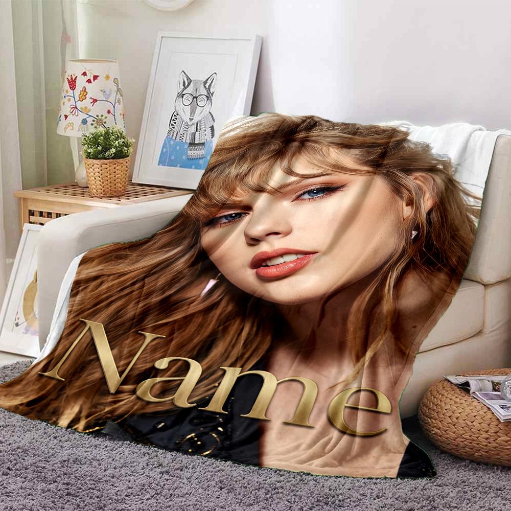 Custom Name Taylor Theme Printed Blanket Perfect For Couch Bed Travel Outdoor Use Machine Washable Cozy Durable