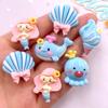10pcs Colorful Resin Cartoon Mermaid Octopus Shell Conch Dolphin Figurines Flat back Scrapbook Hair Bow Decor DIY Jewelry Crafts