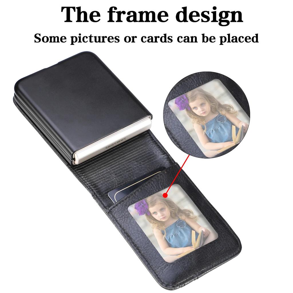 For Samsung Z Flip 7 5 6 4 3 2 1 Flip3 Leather Bag Case for Samsung Galaxy Z Flip7 FE Flip6 5G Flip6 Flip 6 5 Card Holder Covers