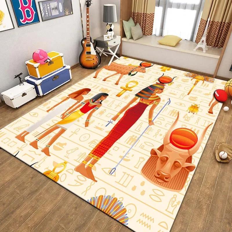 Ägyptische Pharaonische Malerei Teppiche für Schlafzimmer Heimdeko Altes Ägypten Gott Katze Anubis Teppich Fußmatten für Wohnzimmer Rutschfest