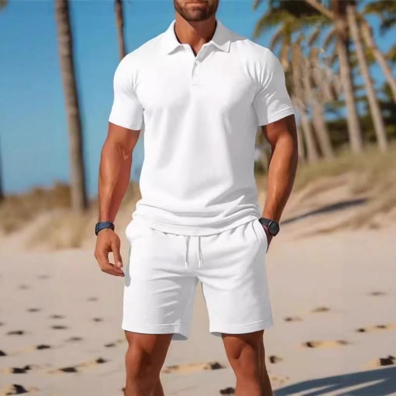 New Men's Summer Casual Sports All-match Slim Short-sleeved Fashion Shorts Suit