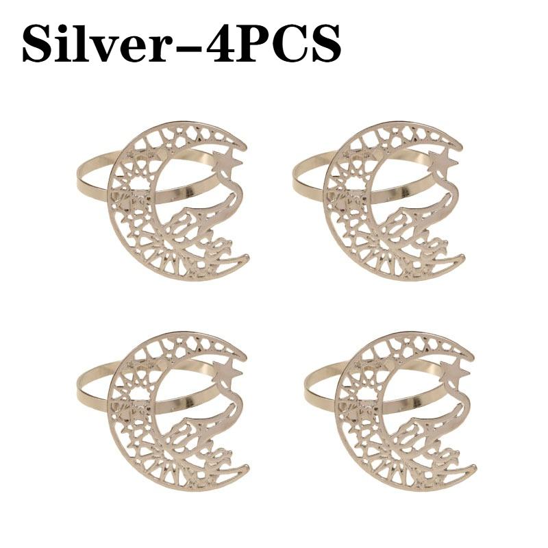 1-8PCS 2026 Gold Ramadan Kareem Napkin Rings Bismillah Napkin Holder for Eid Mubarak Ramadan Party Table Decor and Supplies