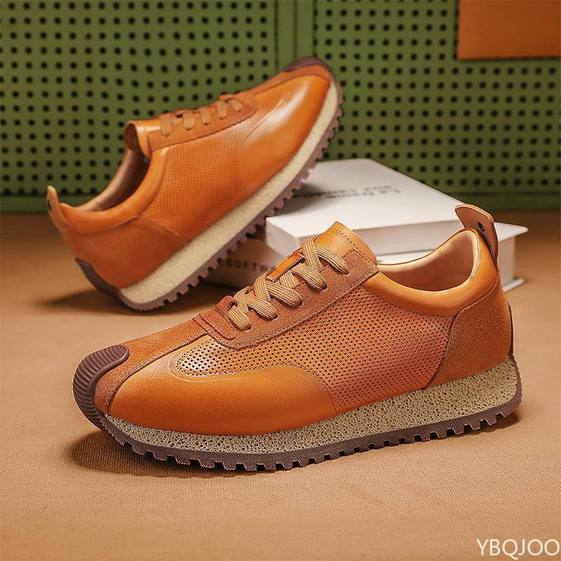 Sapatos masculinos da moda primavera outono populares retrô versátil casuais confortáveis masculinos de sola grossa resistentes ao desgaste modernos sapatos esportivos