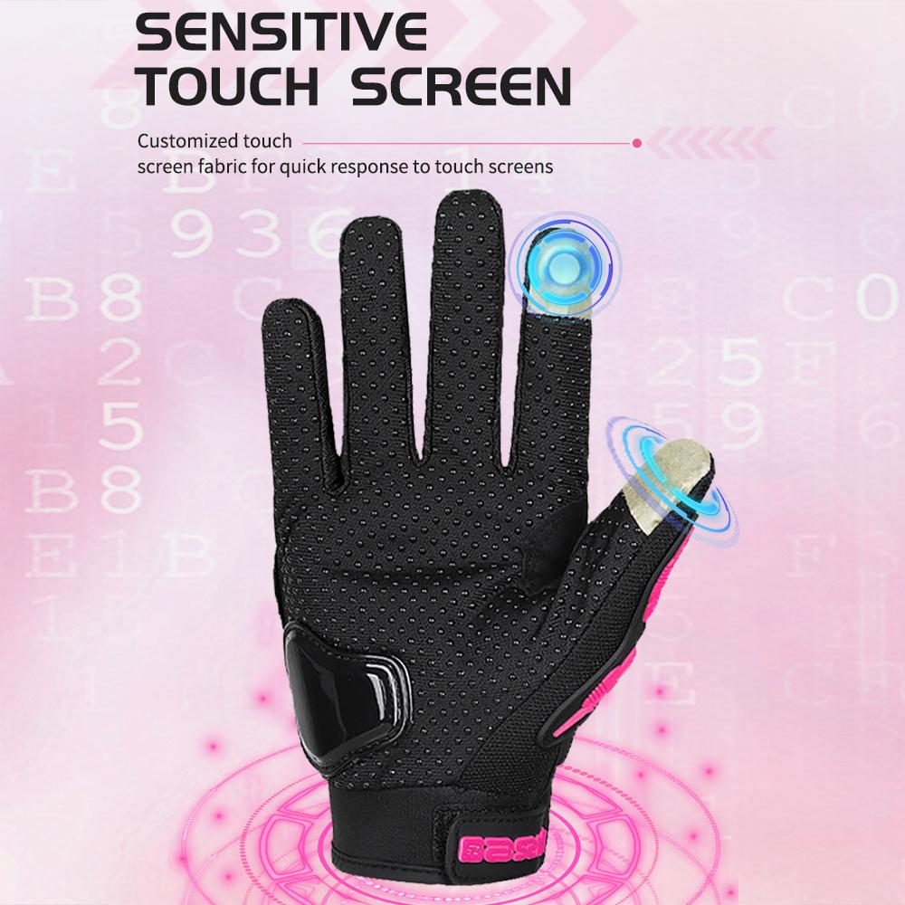 Summer Lady Pink Motorcycle Gloves Women Breathable Motorbike Riding Gloves Anti-fall Touch Function Motocross Moto Biker Gloves