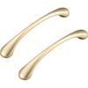 2 Pack Cupboard Handles, Bow Shaped Pull Handles Door Pulls Drawer Knobs, Zinc Alloy Furniture Pulls for Kitchen Bedroom with Screws (Gold Hole