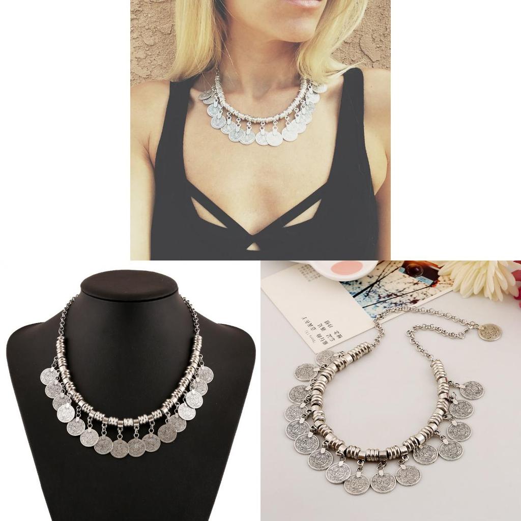 Retro-Münzschmuck-Halskette aus Legierung mit Galvanisierung für Reiseandenken und Geschenke