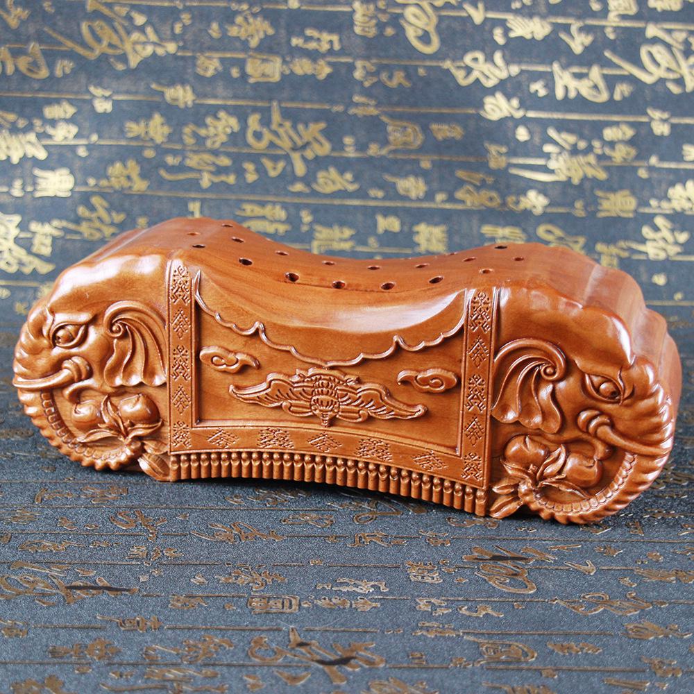 

Peach Wood Carved Cervical Spine Pillow - Solid Wood Ornament, Ideal Birthday Gift