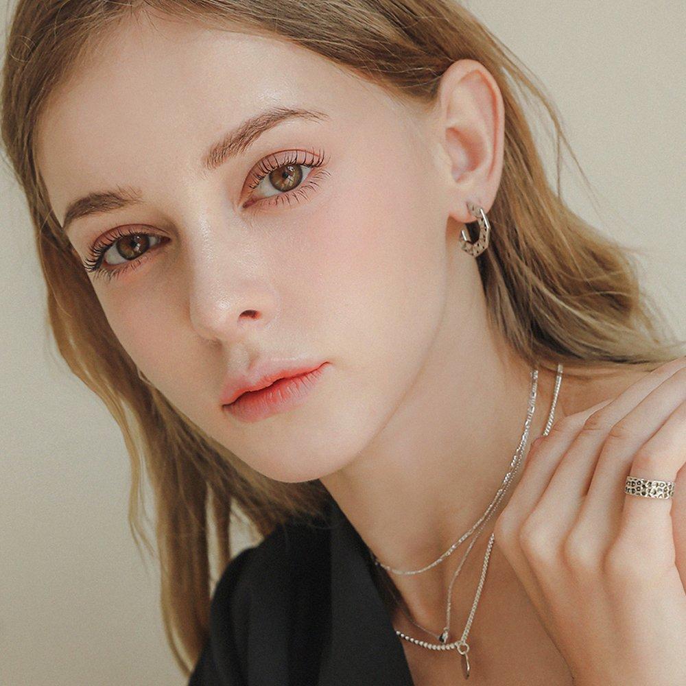 J.Lauren Silver Hexagon Silver Hoop Earrings M03628