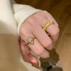 Vintage Arrow Ring for Women Old Money Style Retro Four Leaf Clover Thorn Brushed Diamond Ring