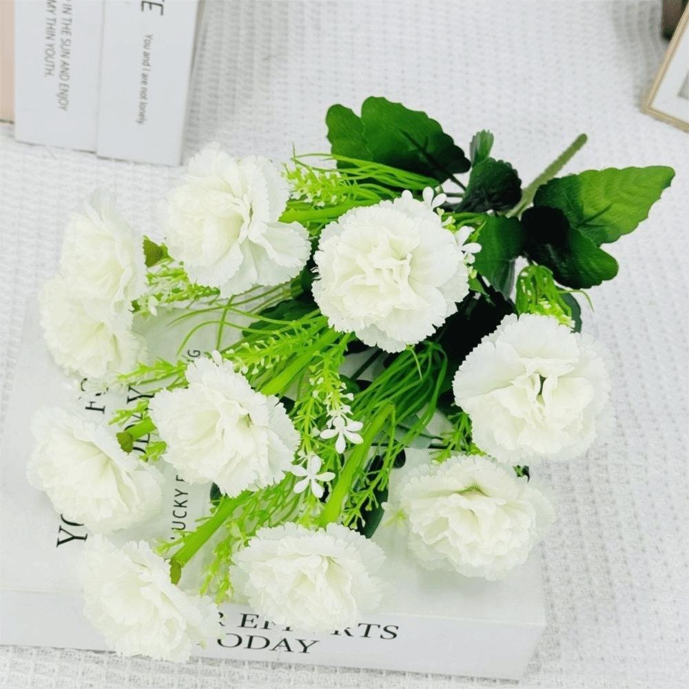 

Real Touch 10 Heads Artificial Carnation Bouquet Multicolor 3D Silk Flowers Fake Flower Mothers Day Gift