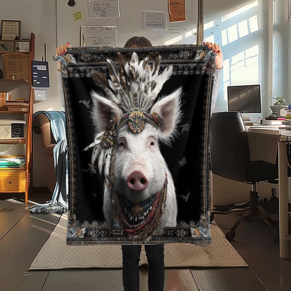 1PC Adorned Wild Sovereign Print FlAannel Blanket, High quality Comfortable for All Seasons, Home Decor, Warmth and Comfort