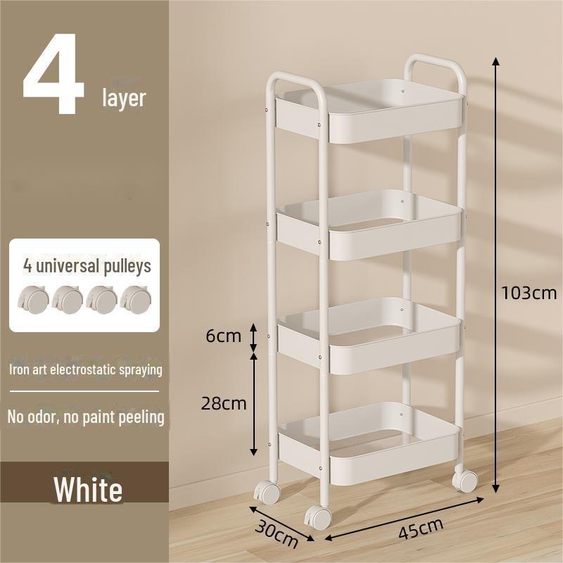 Mobile Snack Storage Rack with Wheels - Versatile Kitchen Shelf Trolley