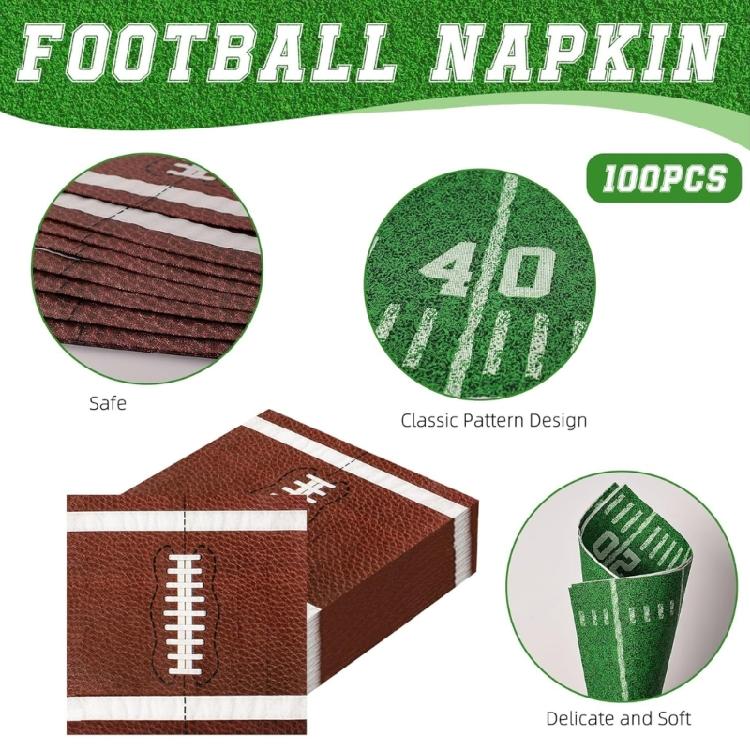 100 Premium American Football Themed Napkins For Sports Activities Team Gatherings And Outdoor Meals