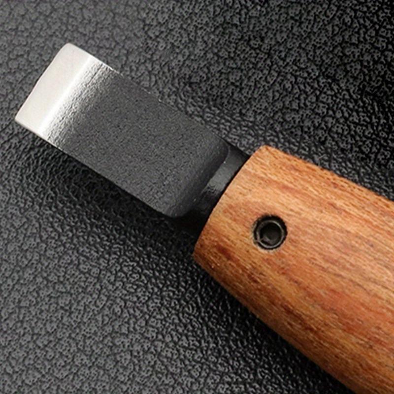 Leather Carving Rotary Knife Handmade DIY Stainless Steel Pear Wood Handle with Adjustable Height Vegetable Tanning Tool Knife