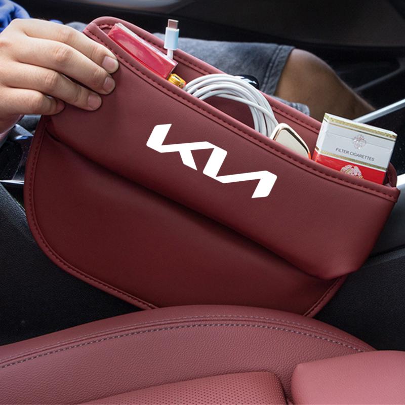 2026 Hot Car Sticker Car Seat Gap Organizer PU Leather Console Side Pocket Seat Crevice Storage Box For Kia Rio 3 4 K2 K3 X-Line