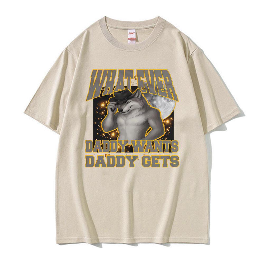 Alpha Wolf Daddy Vintage Humor Gift Tee Shirt Men Women Fashion Summer Short Sleeve Tshirts Casual Oversized T Shirt Streetwear