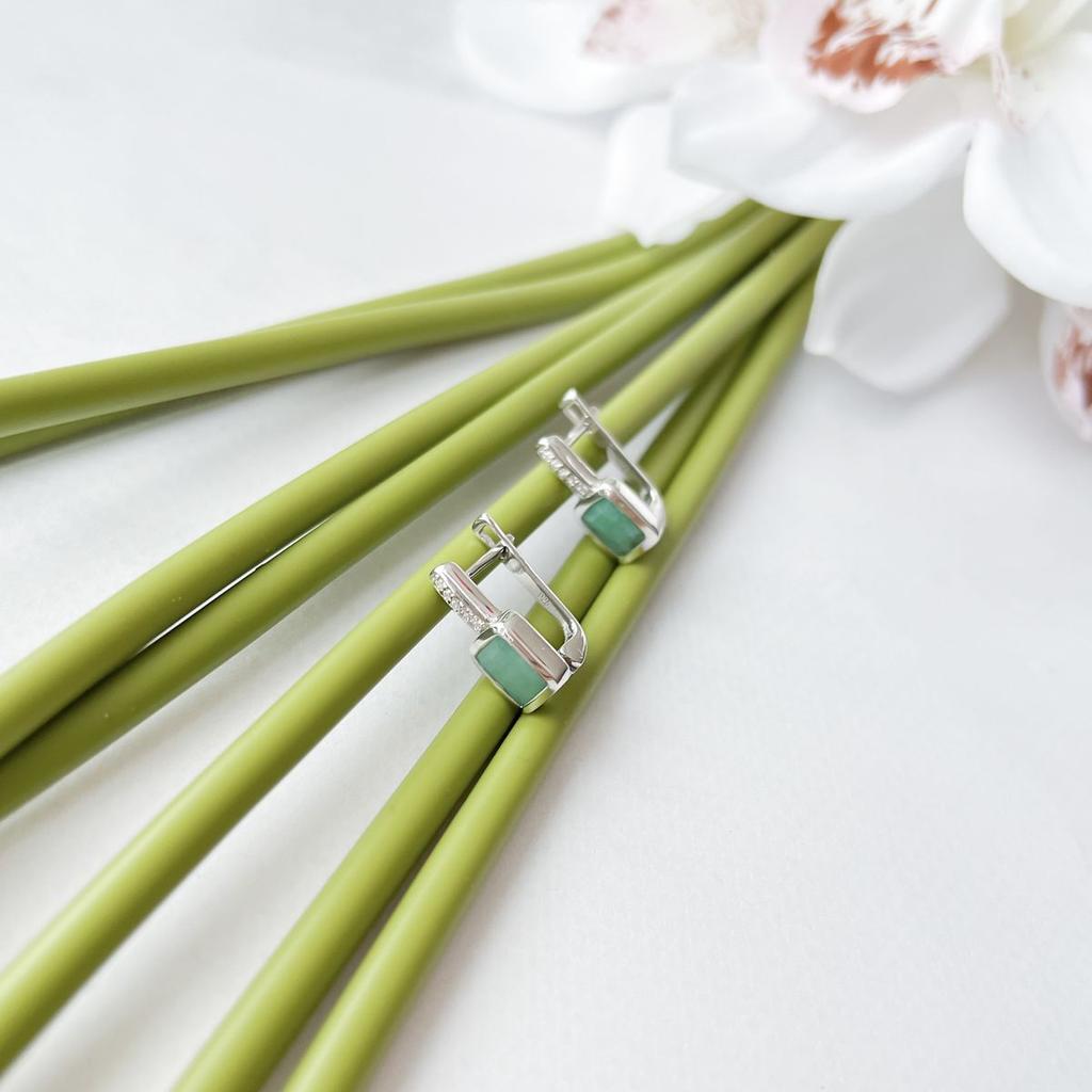 Silberohrringe mit natürlichem Smaragd 2,13 ct (2152910)