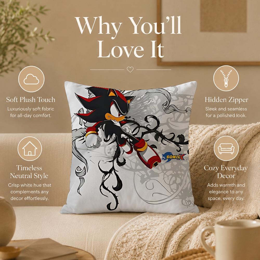 Character S-Shadow The HedgehogS Cushion Cover Double-Sided Printed Pillow Cover Hypoallergenic Dust-Mite Proof