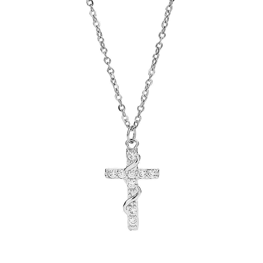 Zircon Cross Necklace Trendy Japanese Women'S Hip-Hop Kusa Wind Casual Sweater Chain Sweater Chain Diamond Collarbone Chain