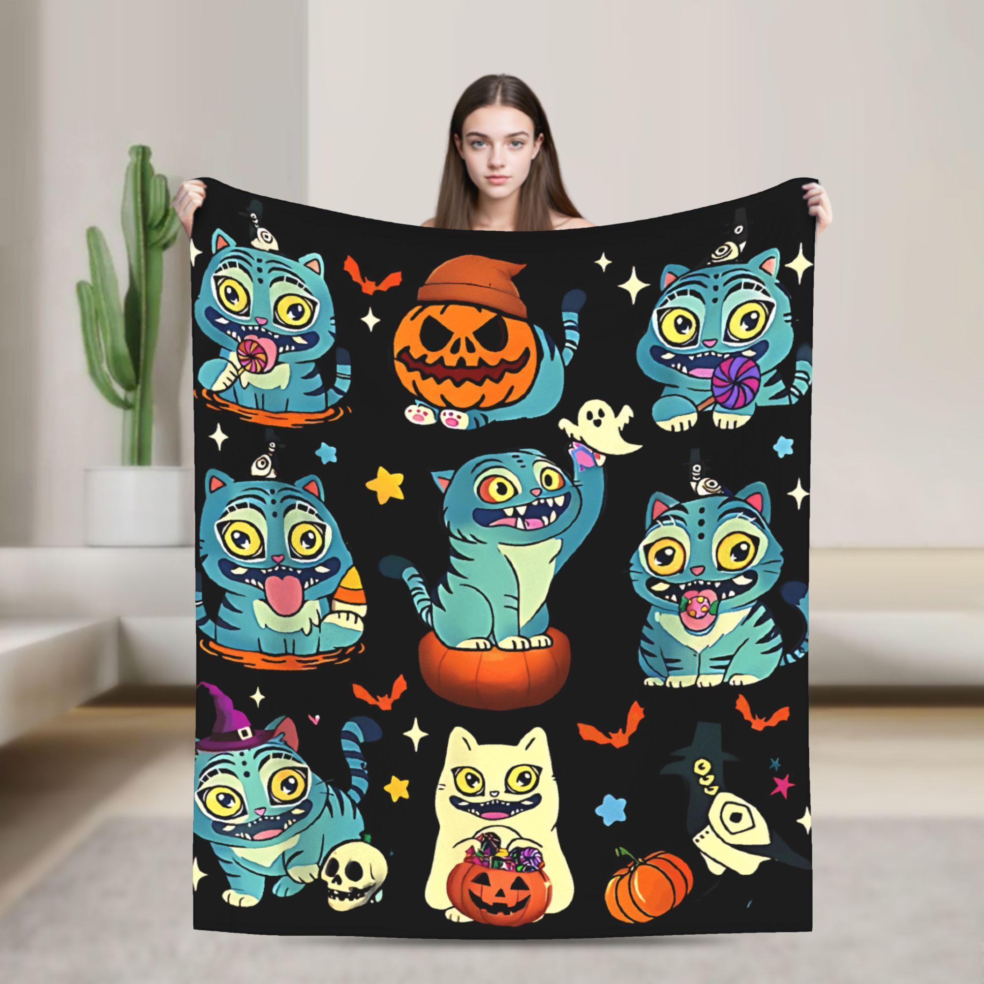 Derpy Tiger and Sussie Bird Halloween Blanket Plush Bedding Throws For Home Decor Travel Office Flannel Bedspread Bed Cover 75X95CM