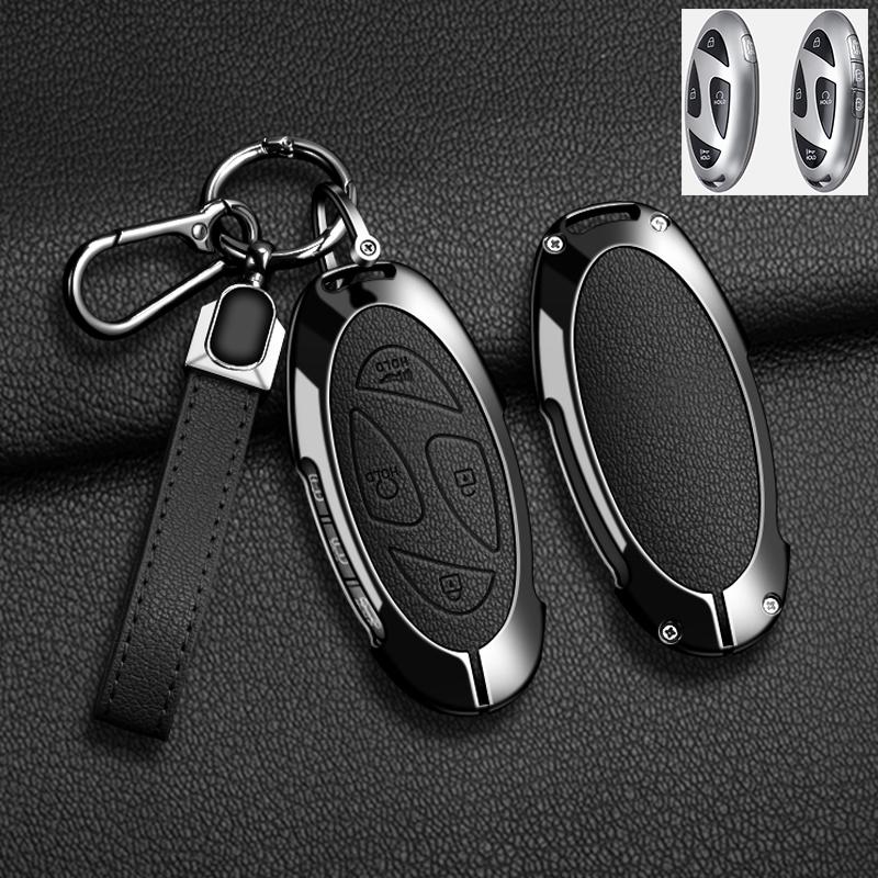 Interior Mouldings Alloy Leather Car Key Case Key Cover For Hyundai IONIQ 6 New Grand Prix GN7 For New Kona SX2 Car Protector Ke
