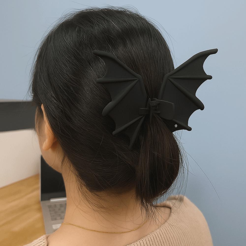 Matte Black Halloween Hair Claw Gothic Shark Clip Hair Accessories Bat Wings Ponytail Holder  Gift