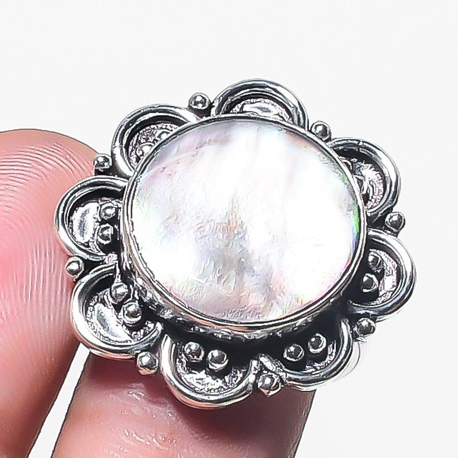 

Натуральный перламутр драгоценный камень 925 стерлинговое серебро ювелирное кольцо размер 9 N9R28